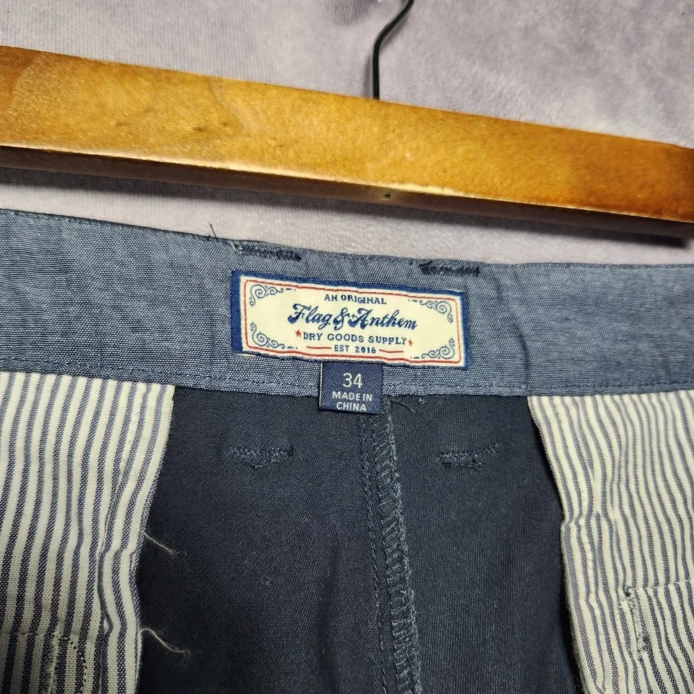 Flag & Anthem Mens Navy Blue Chino Shorts Size 34 CORESH409 Stretch‎ Flat Front